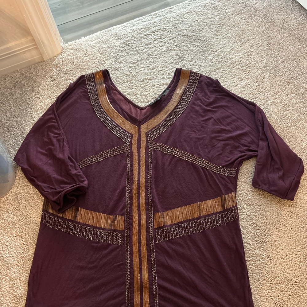 Miss Me Purple cold shoulder with Gold Accents